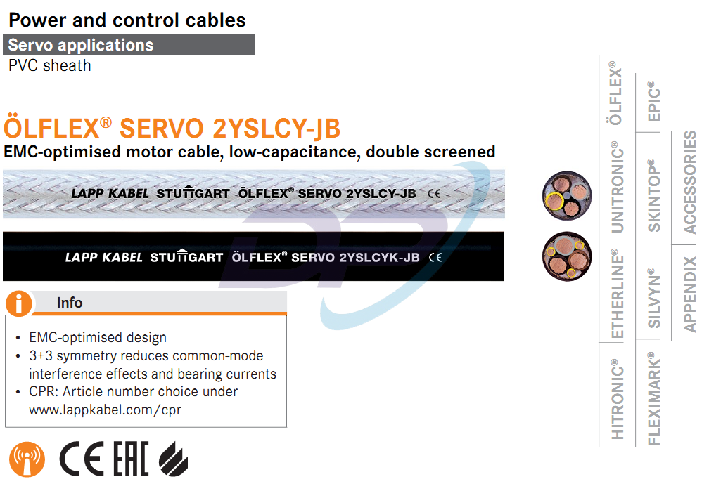 Cáp Điều Khiển LAPP KABEL ÖLFLEX® SERVO 2YSLCY-JB | Chính Hãng – Motor Cable – Giá Tốt Nhất