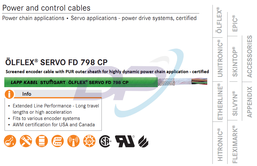 Cáp Điều Khiển LAPP KABEL ÖLFLEX® SERVO FD 798 CP | Chính Hãng – Encoder Cable – Giá Tốt Nhất