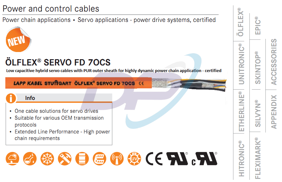 Cáp Điều Khiển LAPP KABEL ÖLFLEX® SERVO FD 7OCS | Chính Hãng – Hybrid Servo Cables – Giá Tốt Nhất