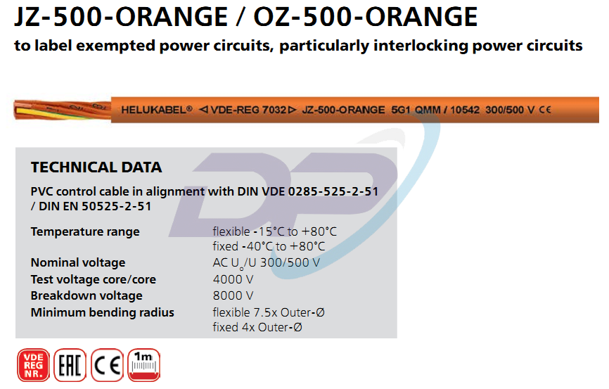 Cáp Điều Khiển HELUKABEL JZ-500 Orange / OZ-500 Orange | Chính Hãng – Giá Tốt Nhất