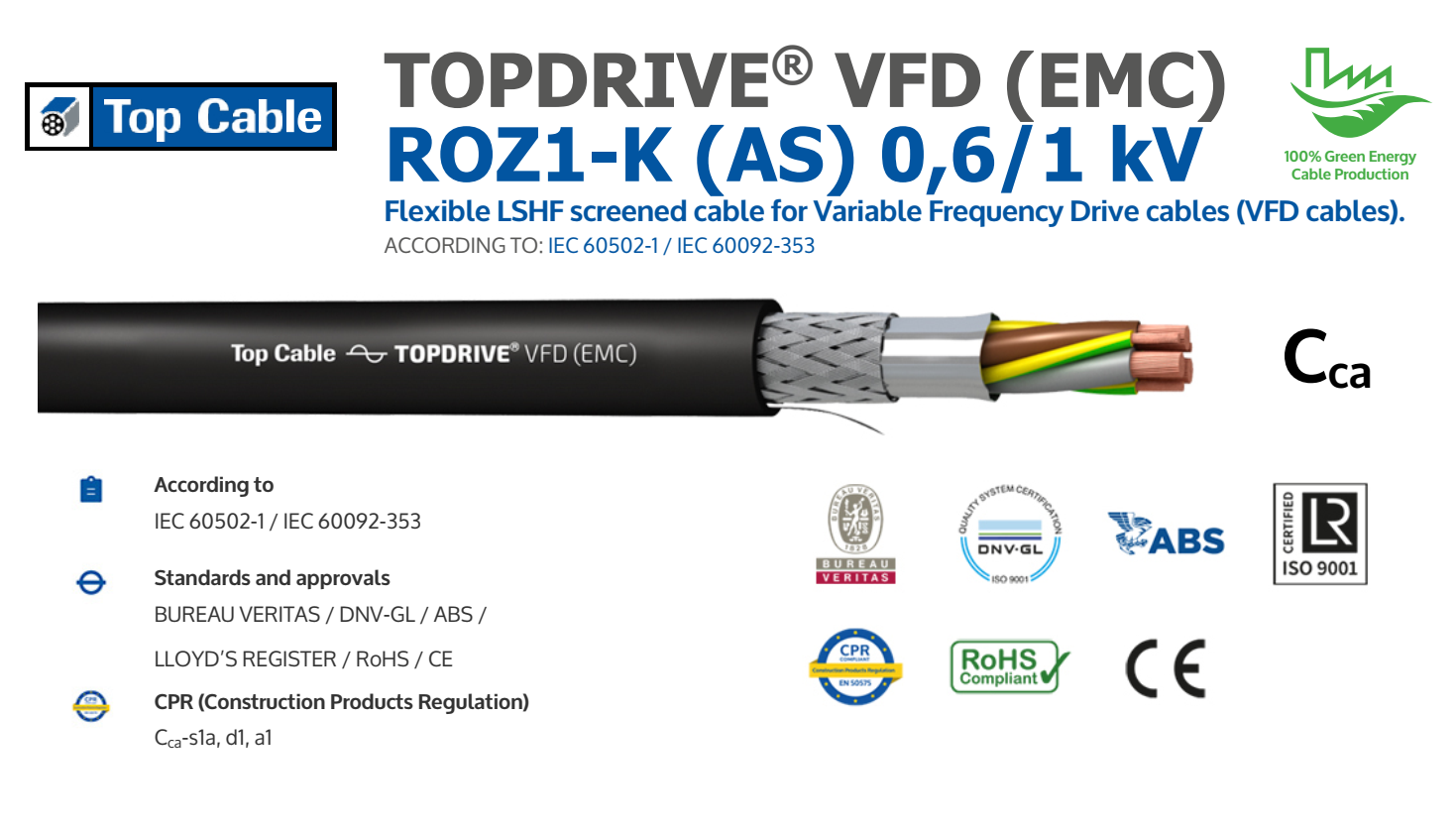 Cáp Điều Khiển TOPCABLE TOPDRIVE VFD (EMC) ROZ1-K (AS) 0,6 / 1 kV | Chính Hãng - Chống Nhiễu - Giá Tốt Nhất