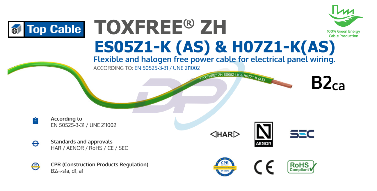 Cáp Điện TOP CABLE TOXFREE® ZH ES05Z1-K (AS) & H07Z1-K(AS) | Chính Hãng – Giá Tốt Nhất