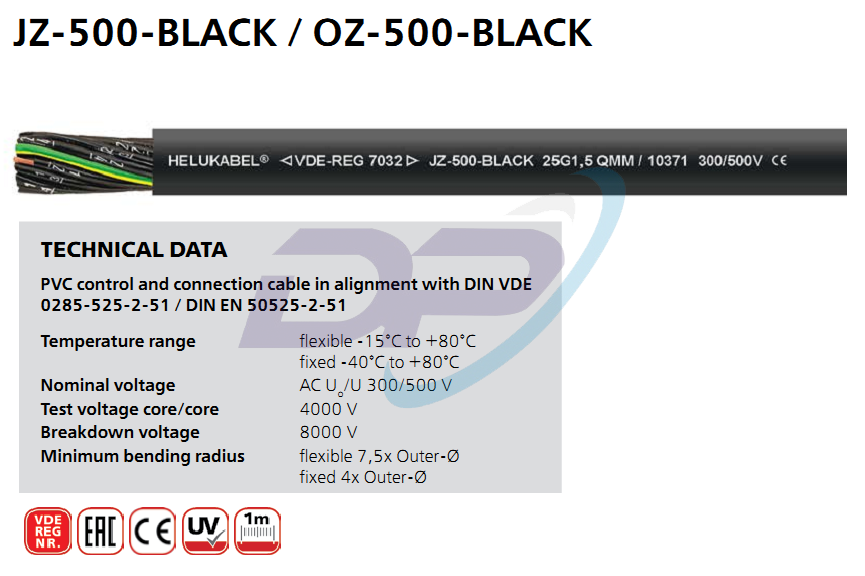 Cáp Điều Khiển HELUKABEL JZ-500 Black / OZ-500 Black | Chính Hãng – Ngoài trời – Giá tốt nhất