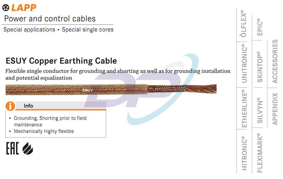 Cáp Điều Khiển LAPP KABEL ESUY Copper Earthing Cable | Chính Hãng – Giá Tốt Nhất