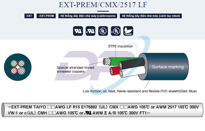 Cáp tín hiệu TAIYO EXT-PREM/CMX/2517 LF | Chính Hãng – Chiu Uốn – Giá Tốt Nhất