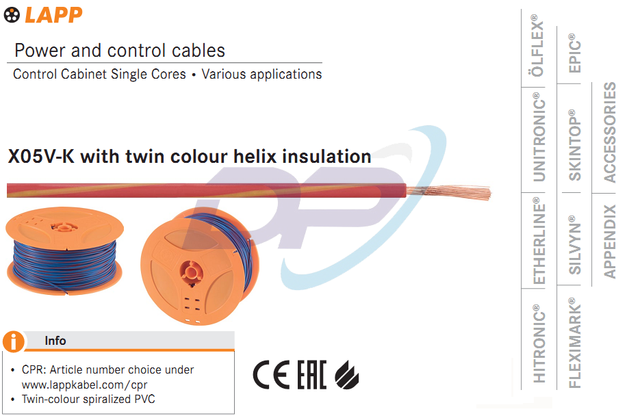 Cáp Điều Khiển LAPP KABEL X05V-K with twin colour helix insulation | Chính Hãng – Giá Tốt Nhất