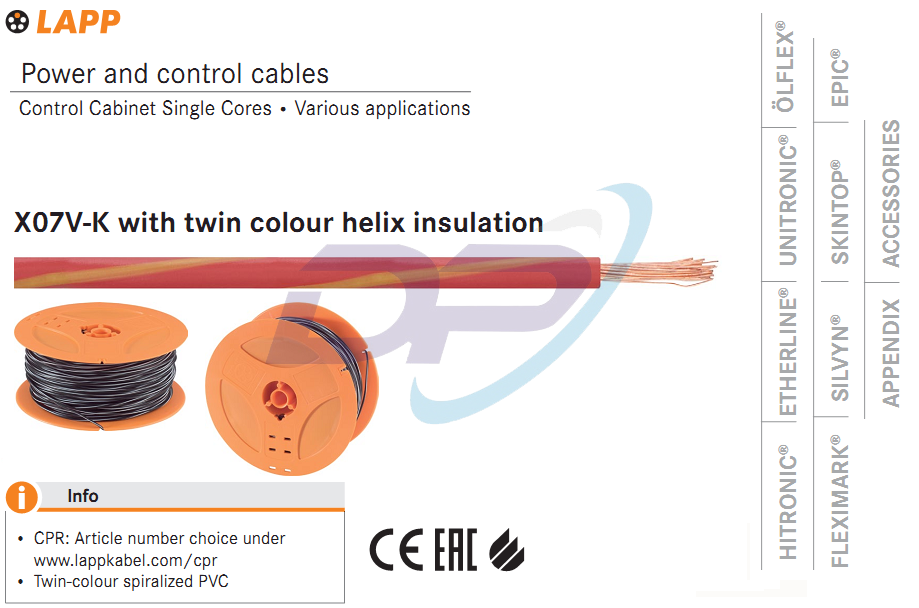 Cáp Điều Khiển LAPP KABEL X07V-K with twin colour helix insulation | Chính Hãng – Giá Tốt Nhất