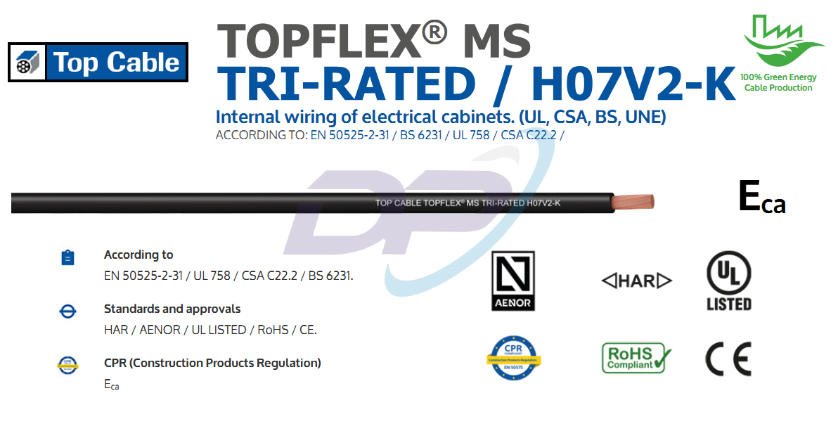 Cáp Điện TOPCABLE TOPFLEX® MS TRI-RATED / H07V2-K | Chính hãng – Giá Tốt Nhất
