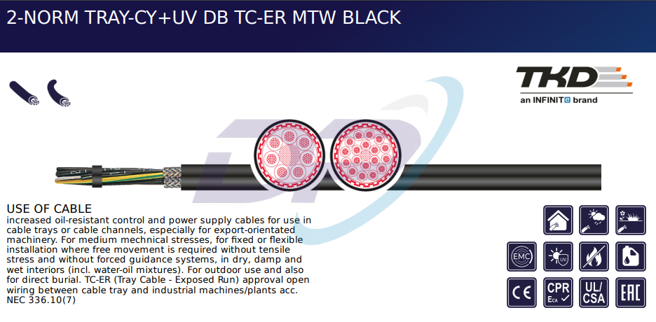 Cáp Điều Khiển TKD KABEL 2-NORM TRAY-CY+UV DB TC-ER MTW BLACK | Chính Hãng – Giá Tốt Nhất