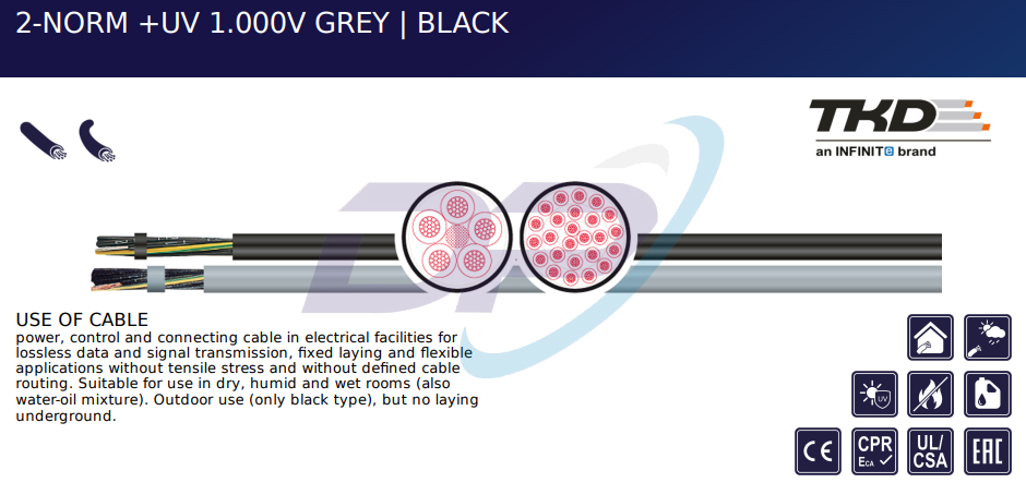 Cáp Điều Khiển TKD KABEL 2-NORM +UV 1.000V GREY | 2-NORM +UV 1.000V BLACK Chính Hãng – Giá Tốt Nhất