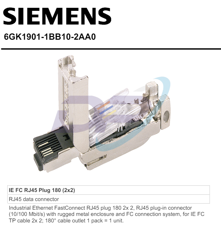 6GK1901-1BB10-2AA0 SIEMENS Industrial Ethernet FastConnect RJ45 plug 180 2×2, RJ45 plug-in connector (10/100 Mbit/s) with rugged metal enclosure and FC connection system, for IE FC TP cable 2x 2; 180° cable outlet | Chính Hãng – Giá Tốt Nhất