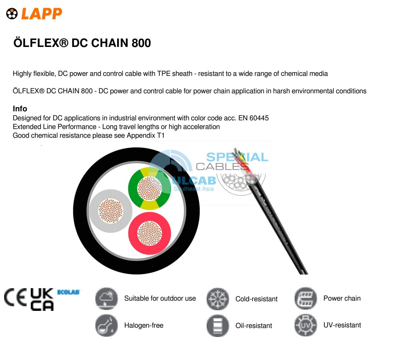 Cáp Điều Khiển LAPP KABEL ÖLFLEX® DC CHAIN 800 | Chính Hãng – Giá Tốt Nhất