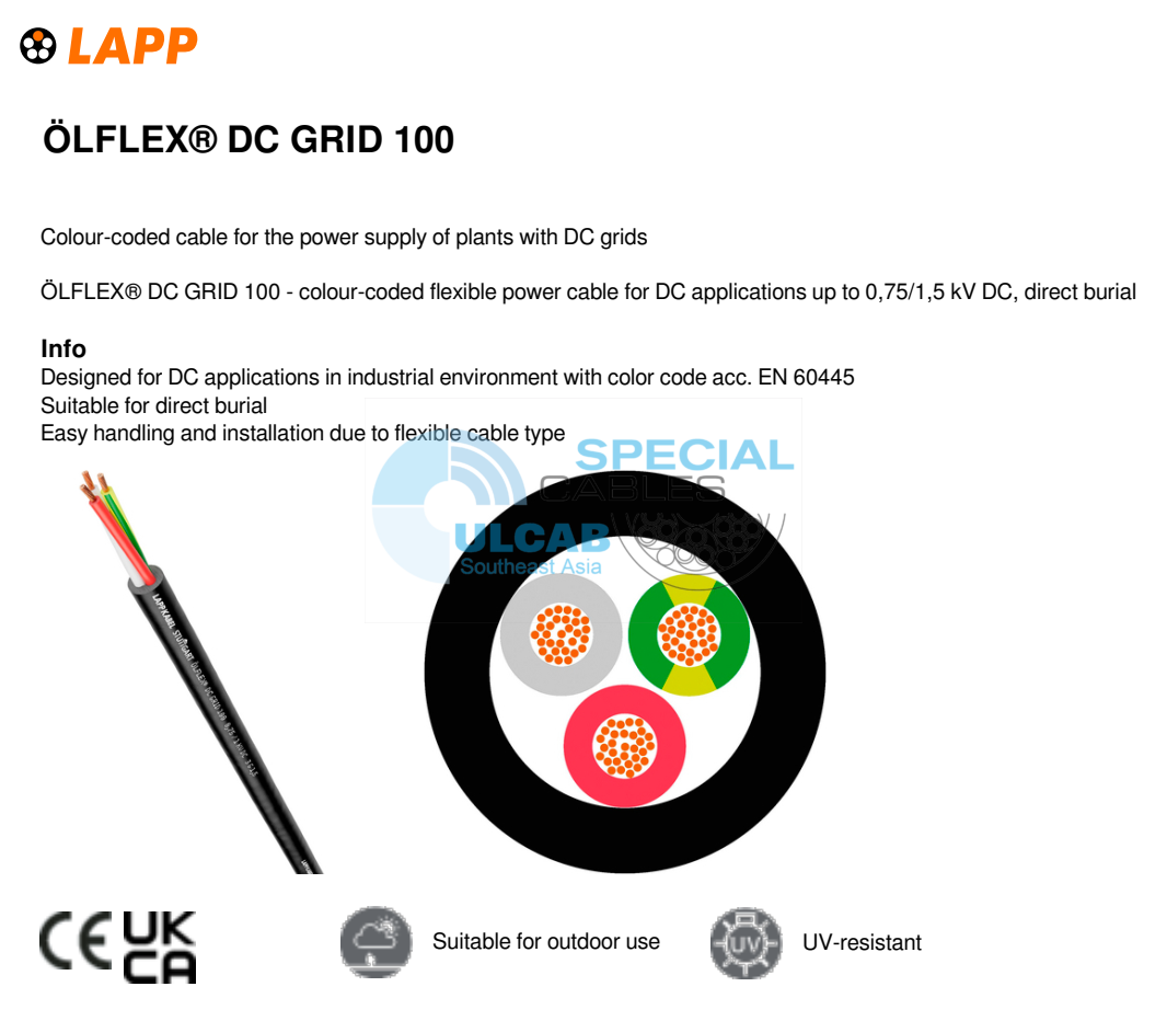 Cáp Điều Khiển LAPP KABEL ÖLFLEX® DC GRID 100 | Chính Hãng – Giá Tốt Nhất